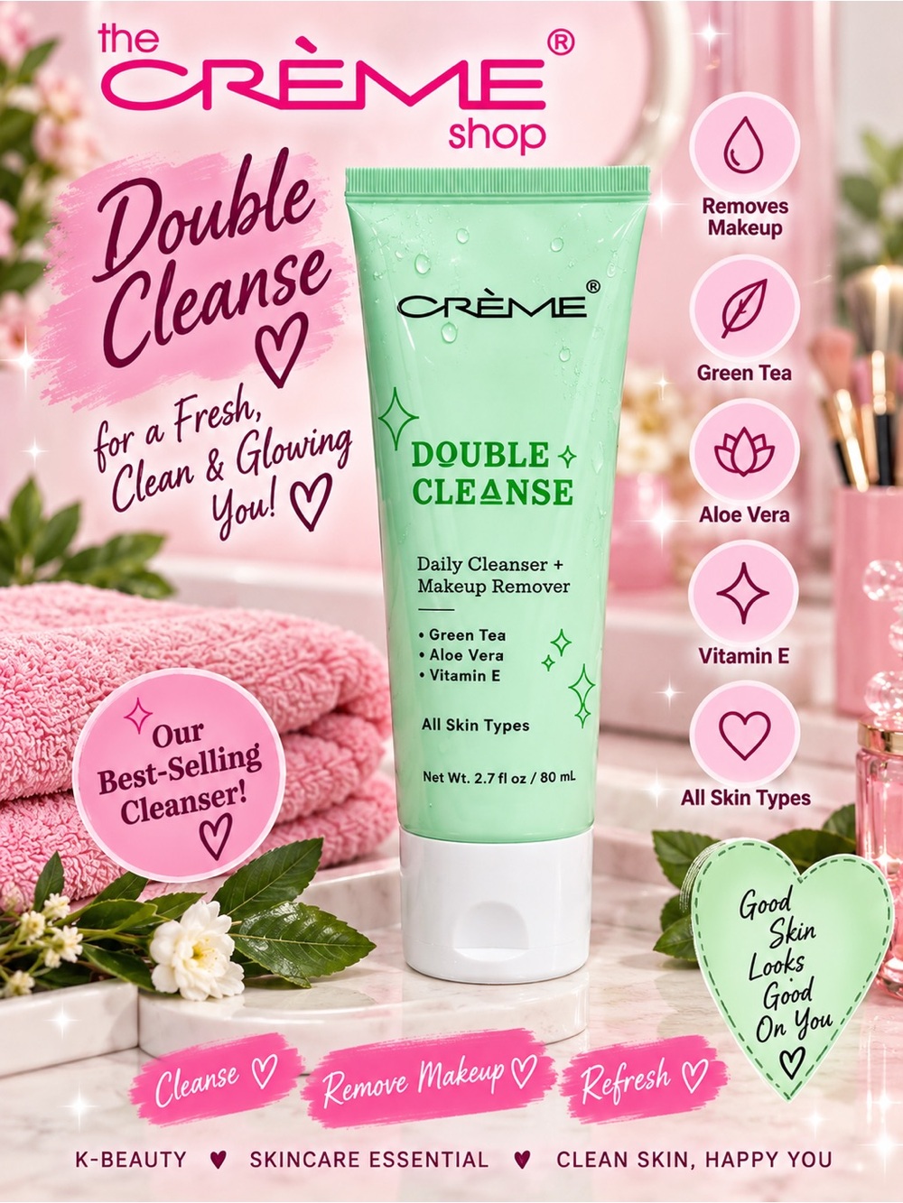 💚 The Crème Shop Double Cleanse Daily Cleanser + Makeup Remover